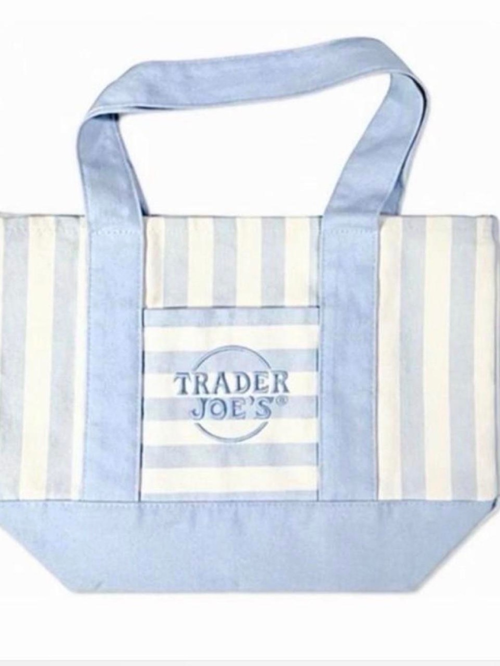 2026 Viral Trader Joe’s Light Blue and White Stripe Mini Tote Bag